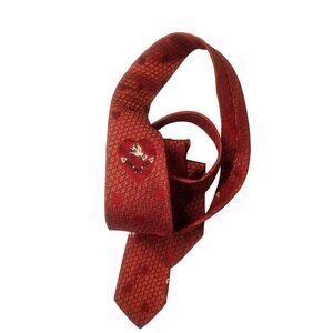 Manhattan Shirt Co 1950s Red Silk Tie Embroidered Dove over Crossed Torches